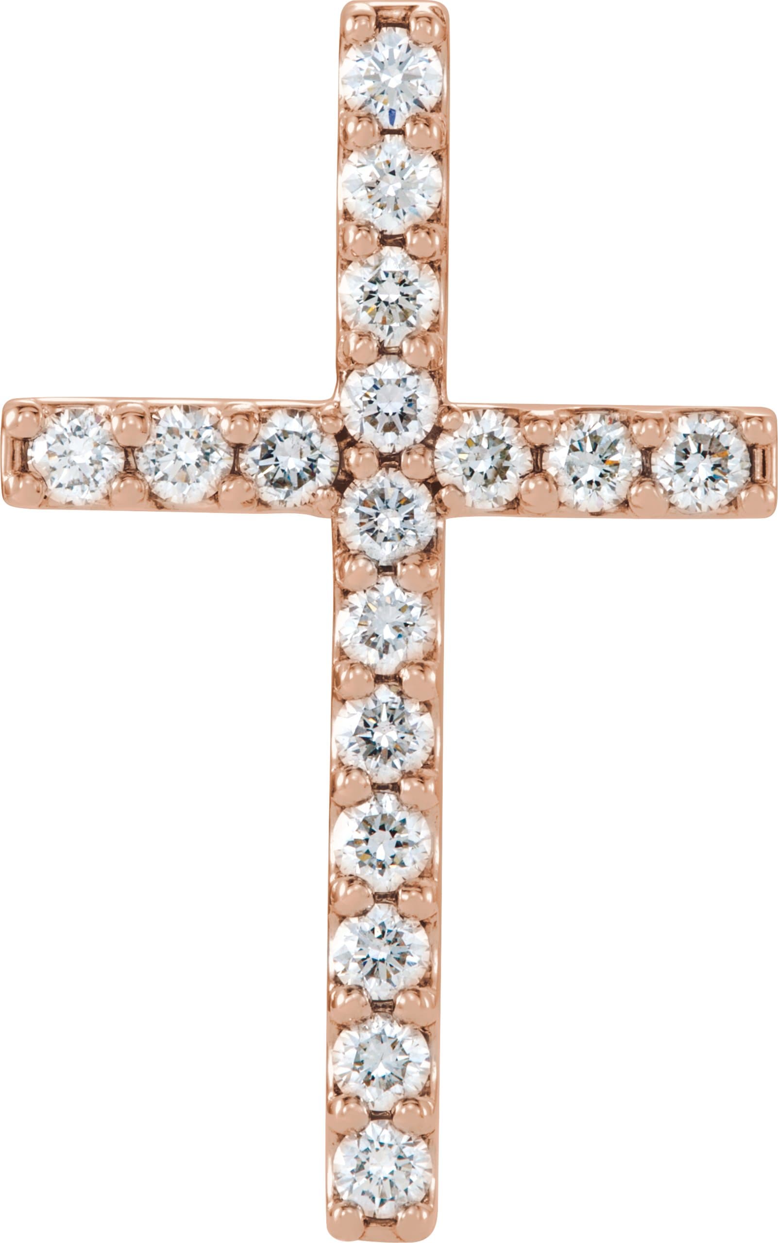 14K Rose 1 CTW Natural Diamond Petite Cross Pendant