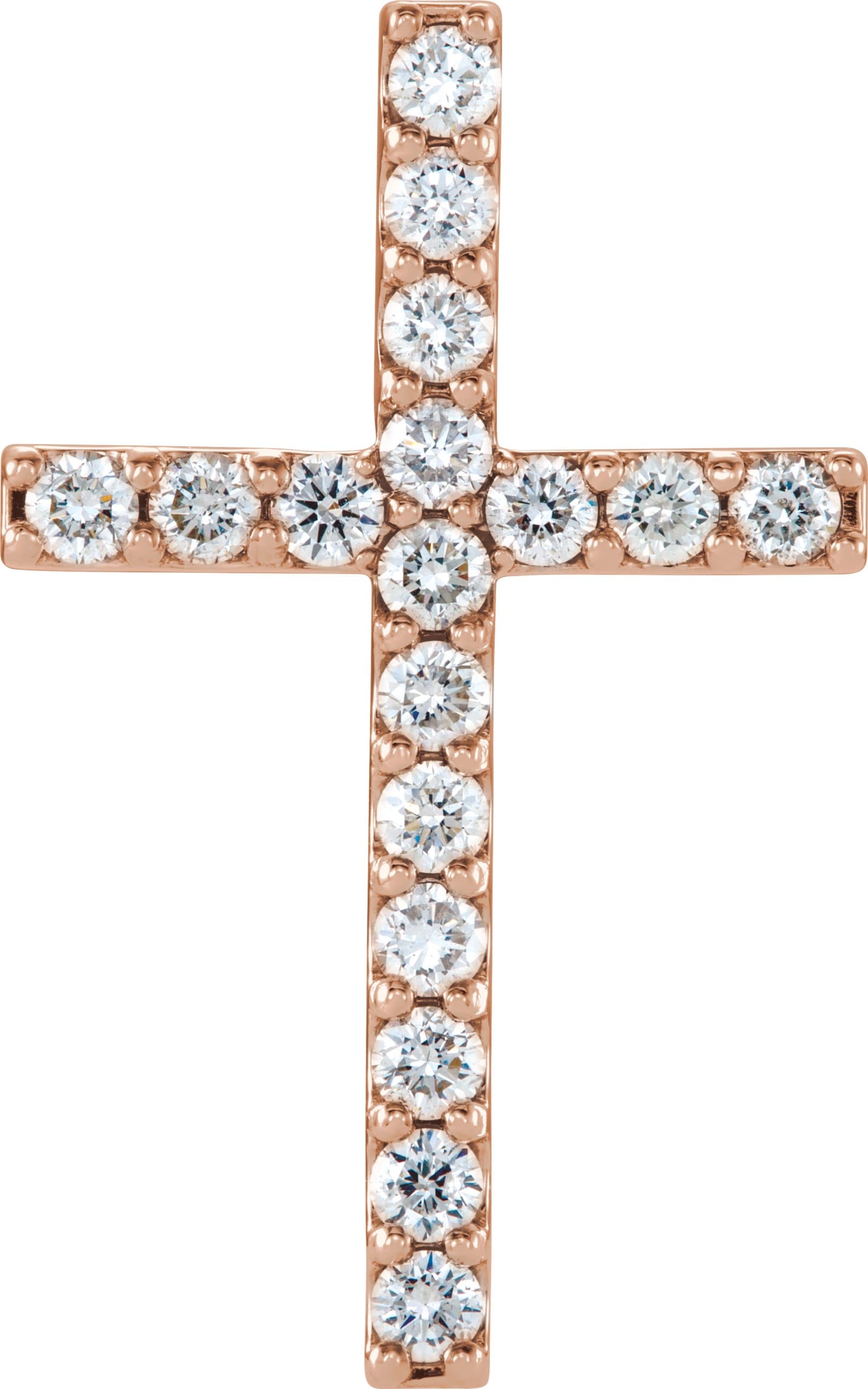 14K Rose 1 CTW Natural Diamond Petite Cross Pendant
