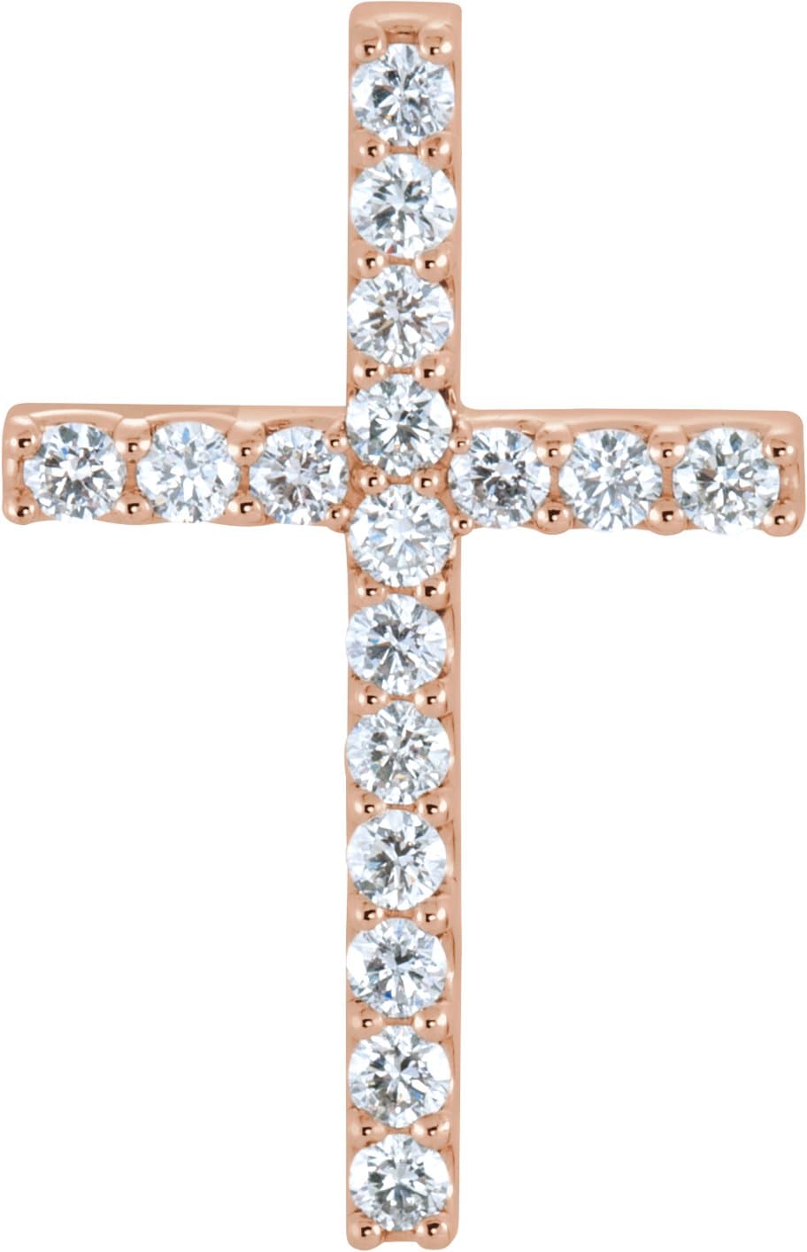 14K Rose 5/8 CTW Natural Diamond Petite Cross Pendant