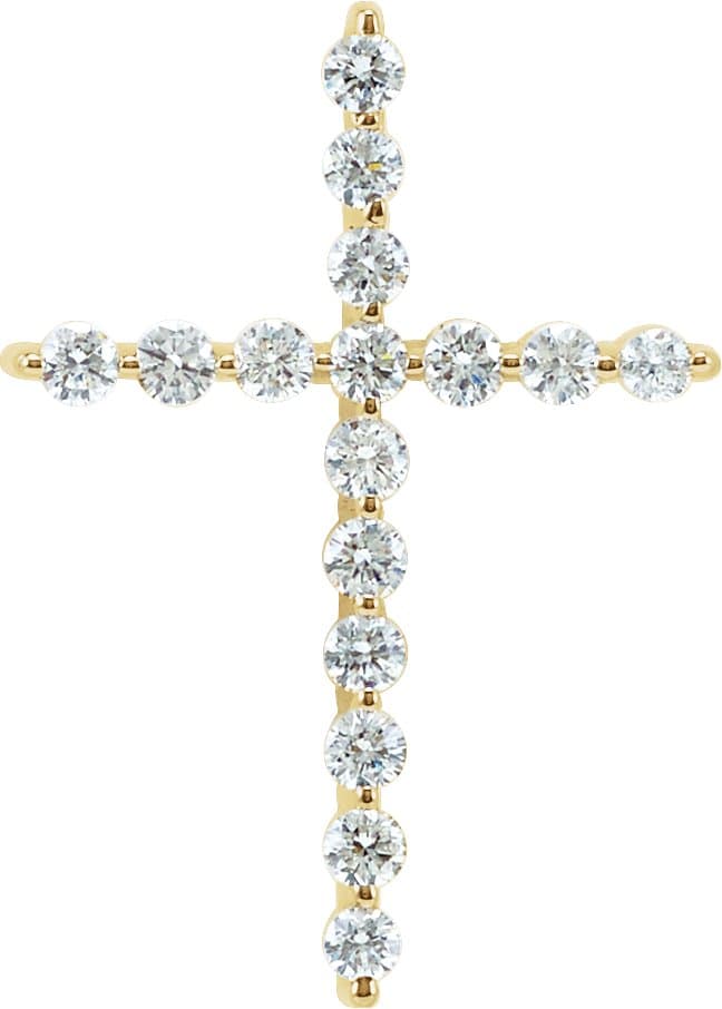 14K Rose 1 1/2 CTW Lab-Grown Diamond Cross Pendant