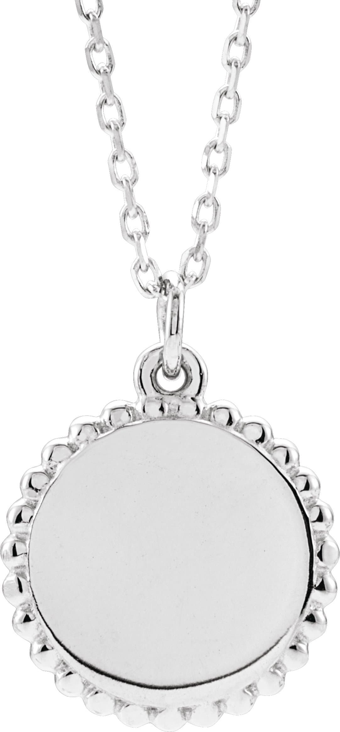 14K Rose Engravable Beaded Disc 16-18 Necklace