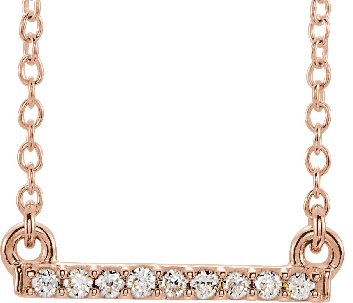 14K Rose .07 CTW Petite Natural Diamond Bar 16-18 Necklace