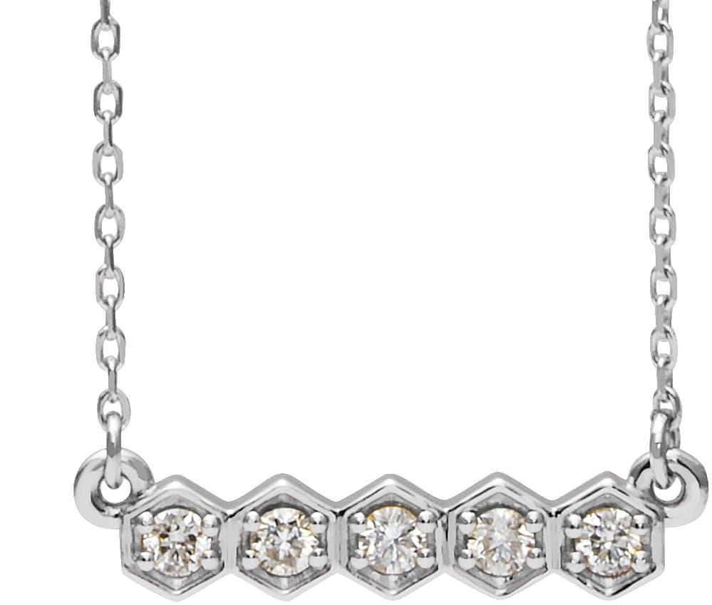 14K White 1/5 CTW Natural Diamond Bar 16-18 Necklace