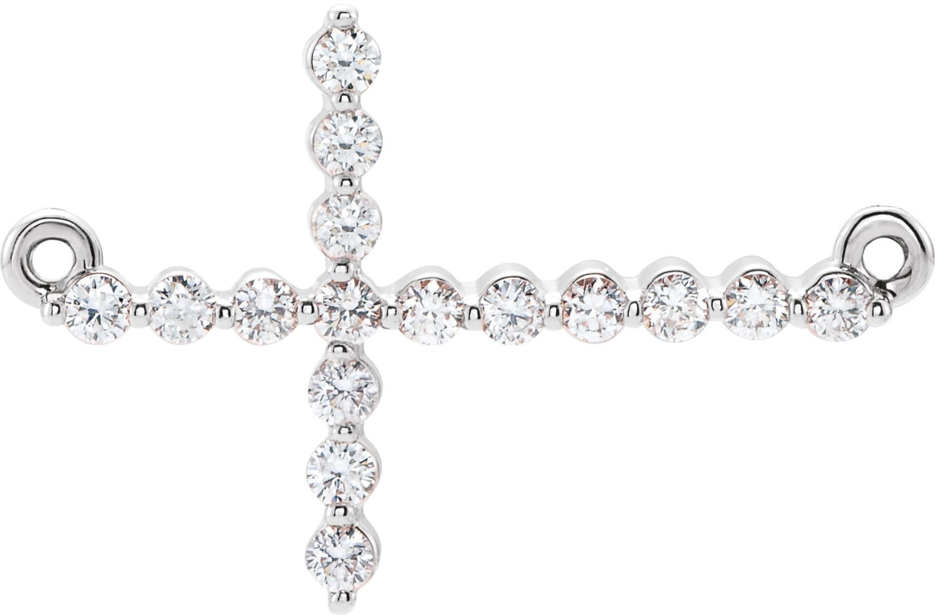 14K Rose 1/4 CTW Natural Diamond Sideways Cross 16-18 Necklace