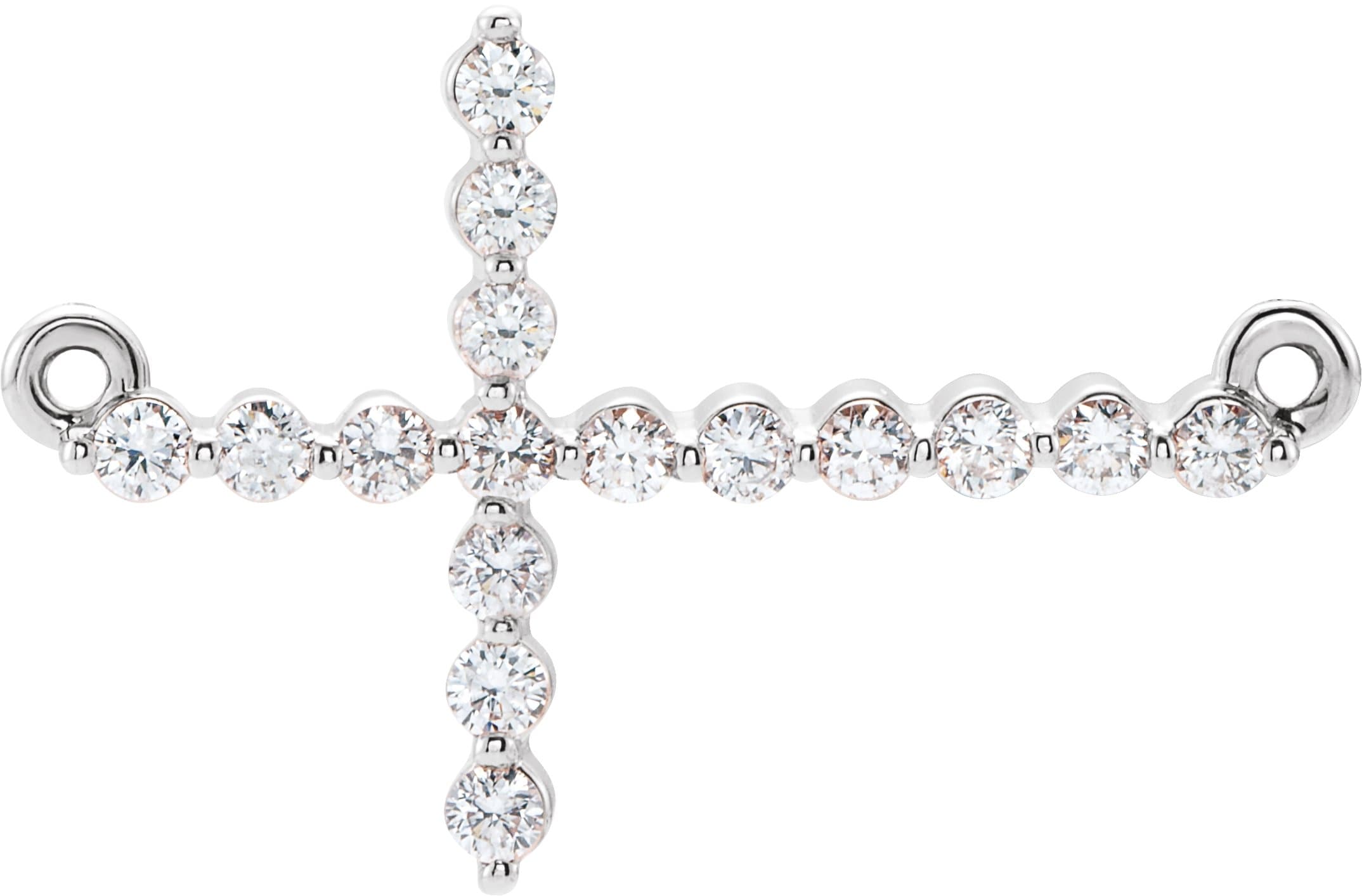 14K Rose 1/4 CTW Natural Diamond Sideways Cross 16-18 Necklace