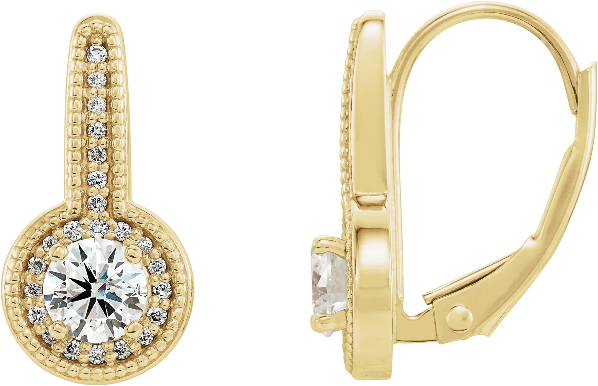 14K Rose 5/8 CTW Natural Diamond Halo-Style Dangle Earrings