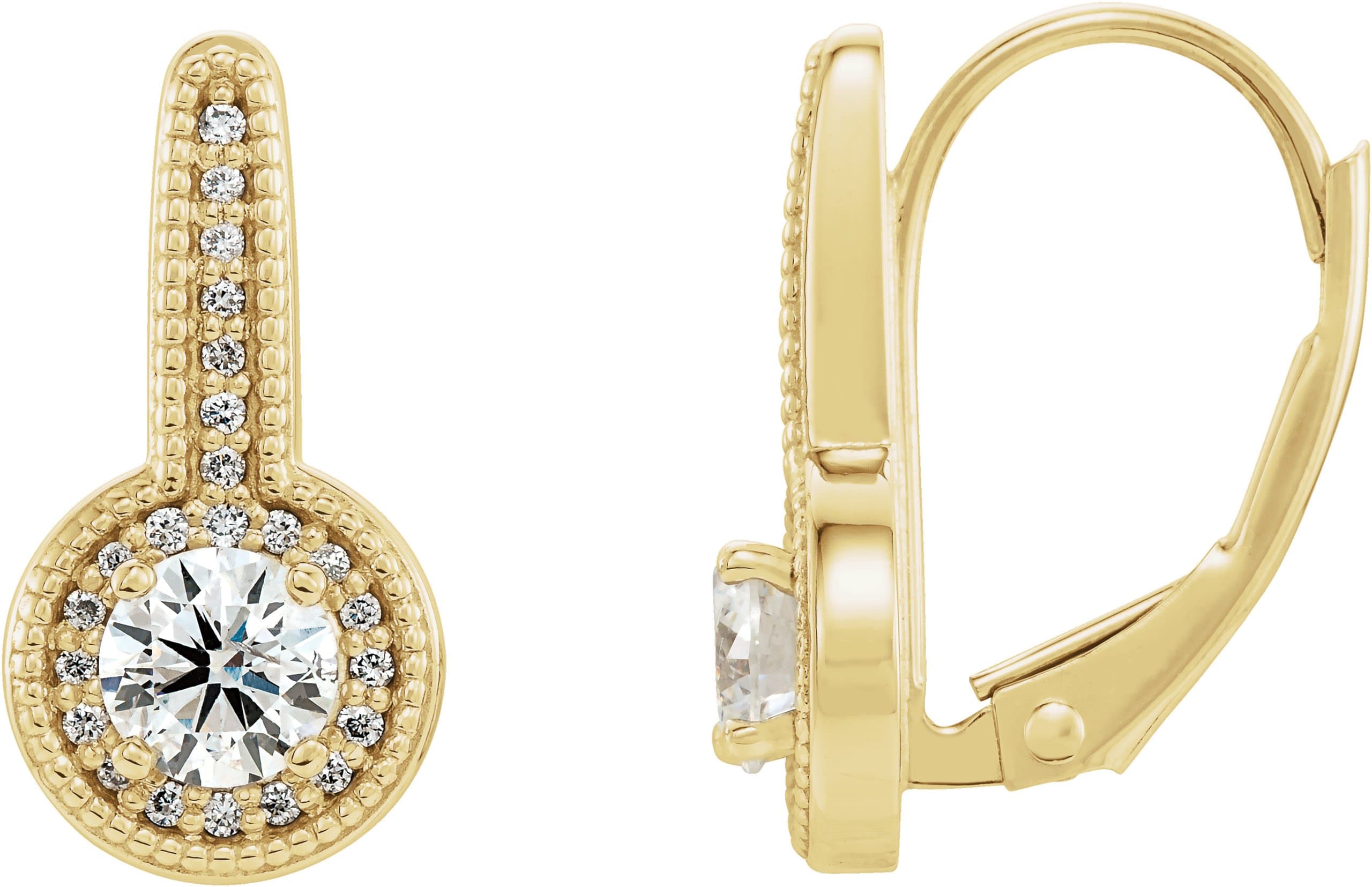 14K Rose 5/8 CTW Natural Diamond Halo-Style Dangle Earrings