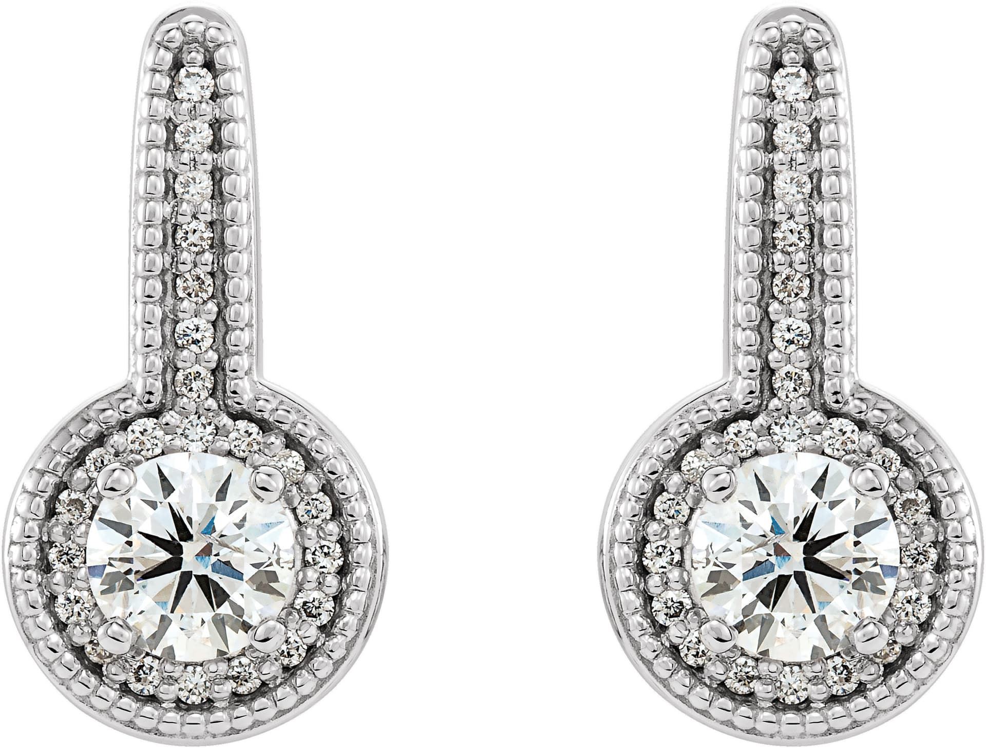 Accented Milgrain Halo-Style Earrings view 2