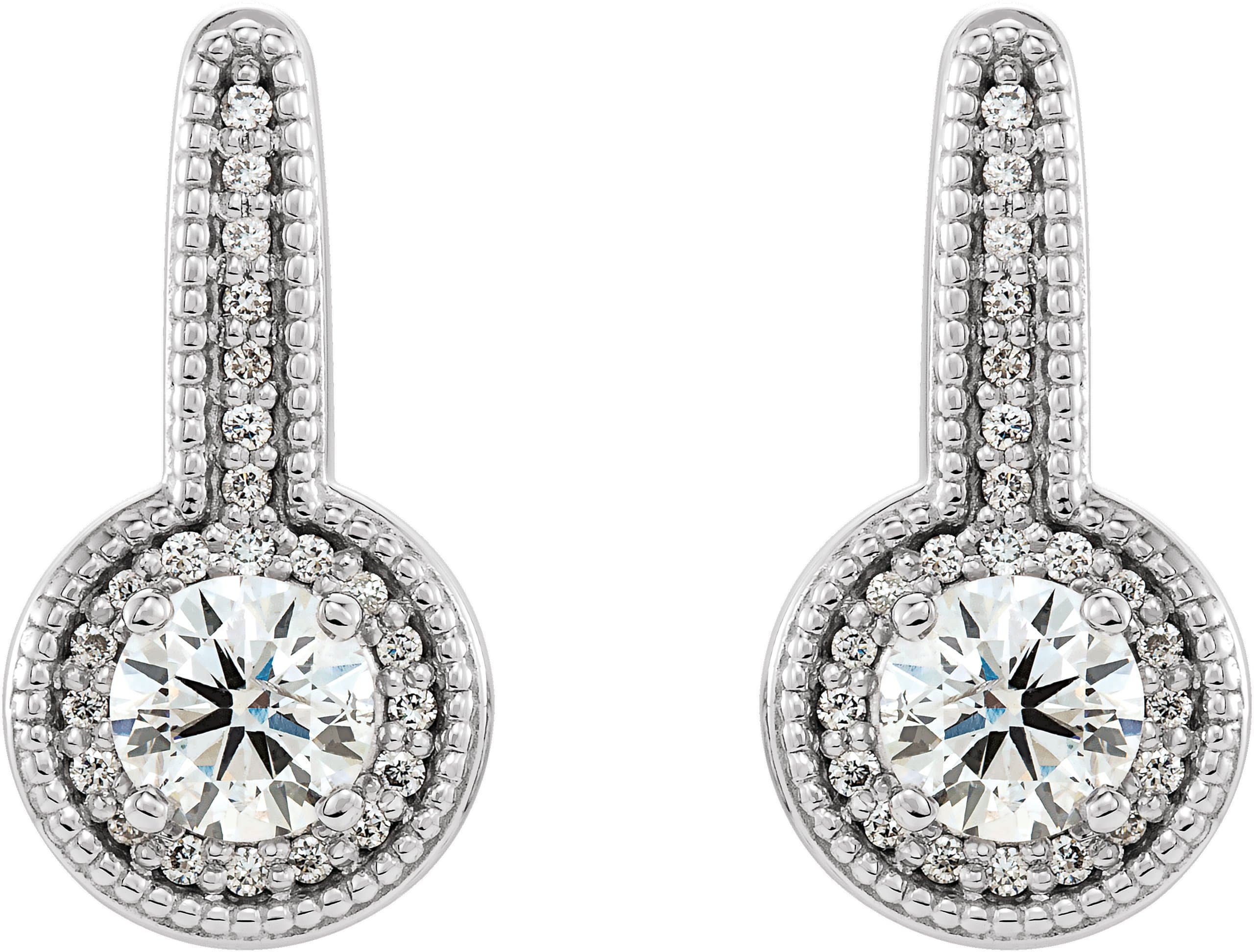 Accented Milgrain Halo-Style Earrings view 2