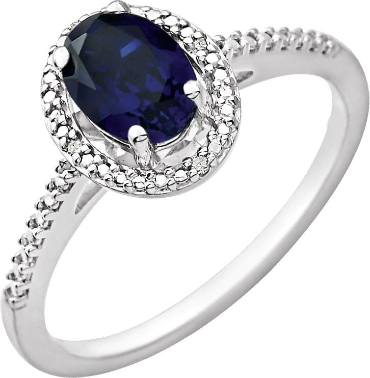 Sterling Silver Lab-Grown Alexandrite & .01 CTW Natural Diamond Ring