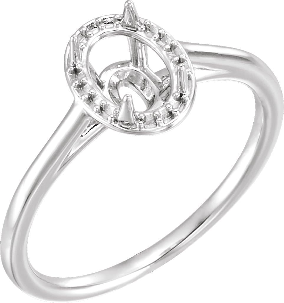 18K Rose Gold 10x8 mm Oval Halo-Style Ring Mounting