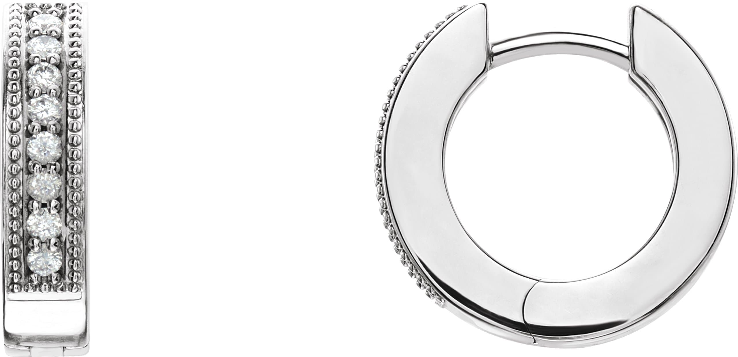 Platinum 1/8 CTW Natural Diamond 12.5 mm Hoop Earrings