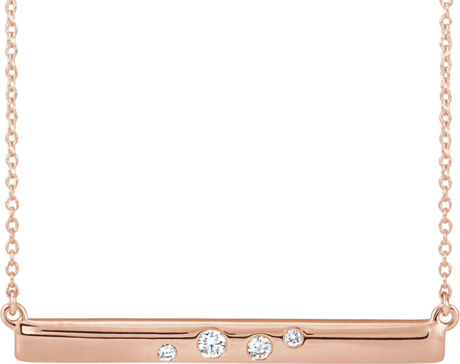 14K Rose 1/10 CTW Natural Diamond Bar 16-18 Necklace
