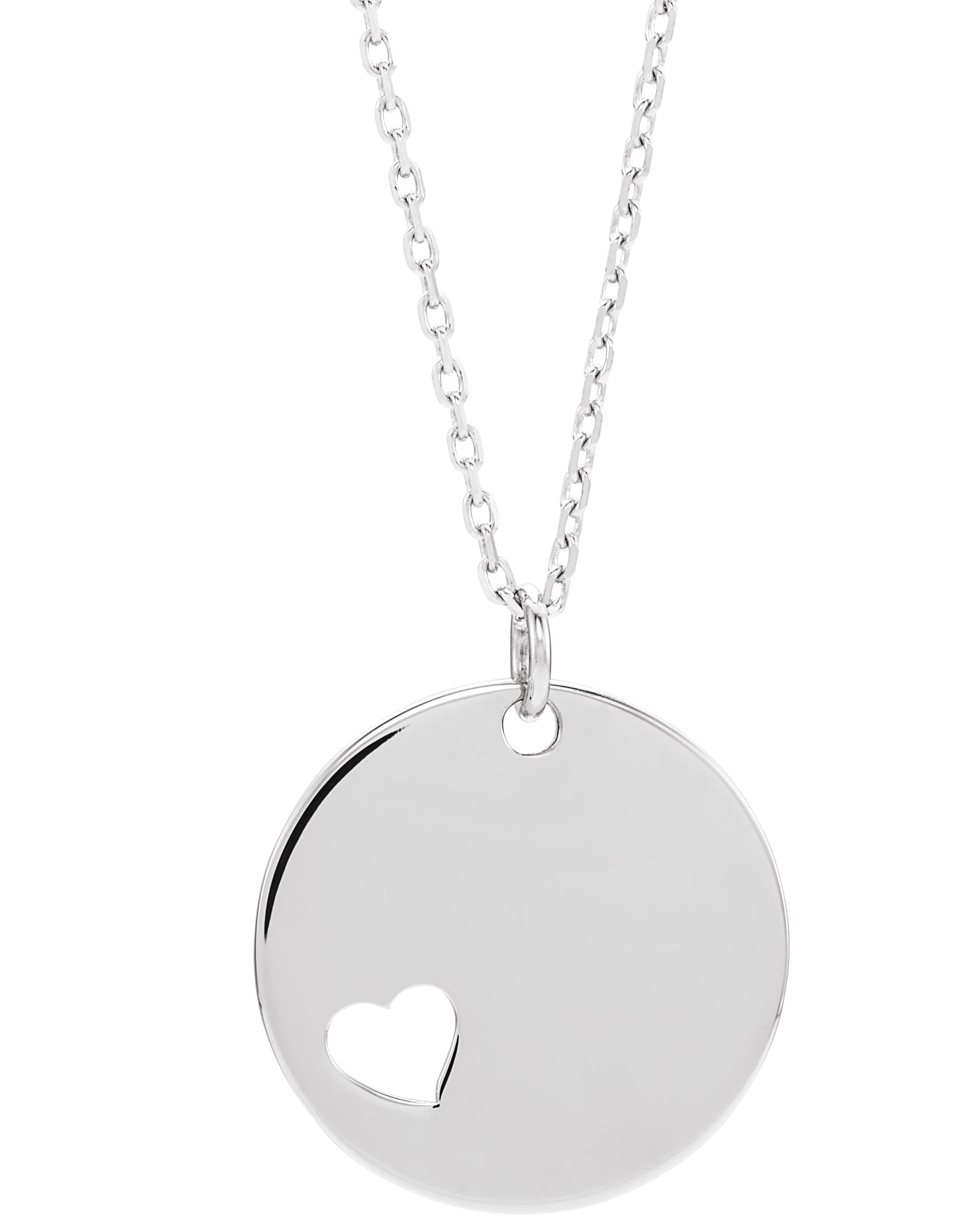 14K Rose Engravable Pierced Heart Disc 16-18 Necklace