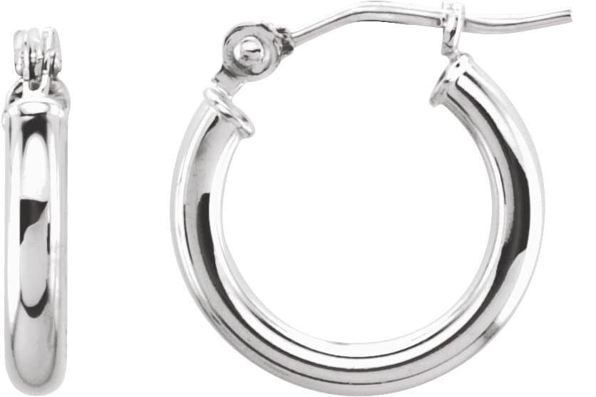 14K Rose Tube 13 mm Hoop Earrings