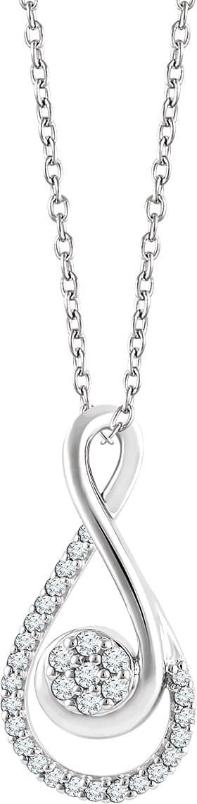 14K White 1/5 CTW Natural Diamond Freeform 16-18 Necklace