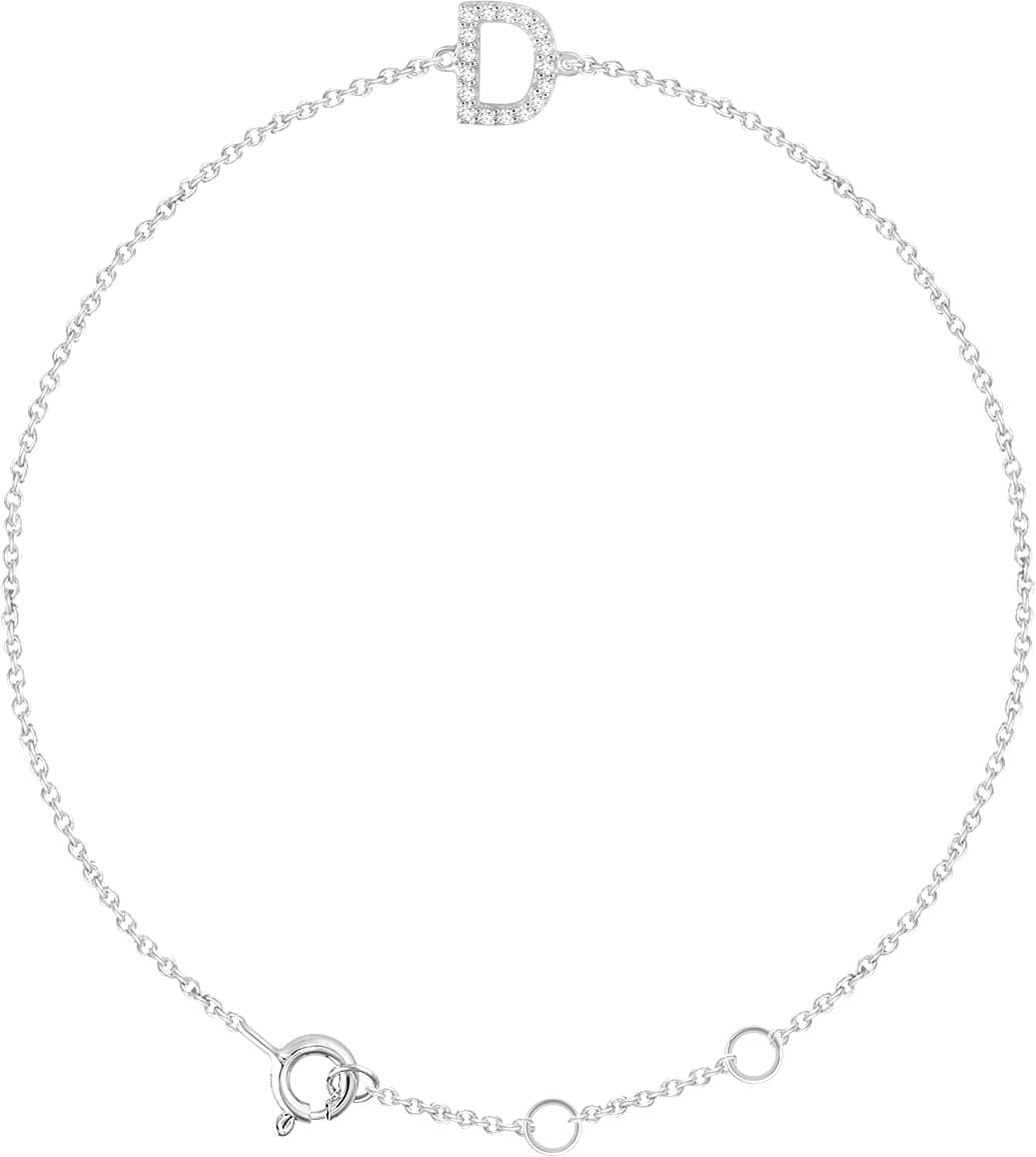 14K Rose .04 CTW Natural Diamond Initial L 6-7" Bracelet
