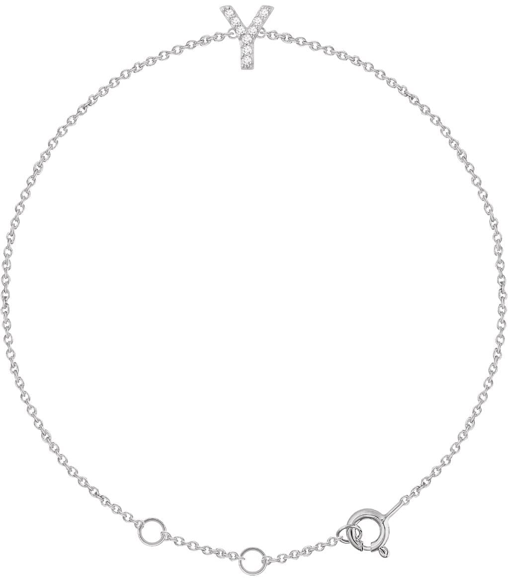 14K White .04 CTW Natural Diamond Initial C 6-7" Bracelet