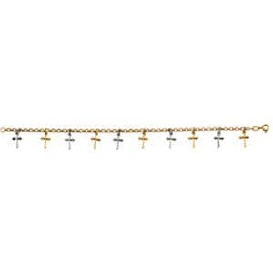 14K Yellow/White Cross 7" Bracelet