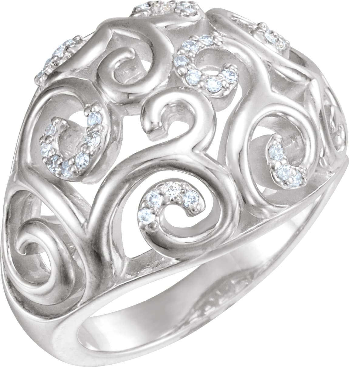 Sterling Silver 1/6 CTW Natural Diamond Scroll Ring