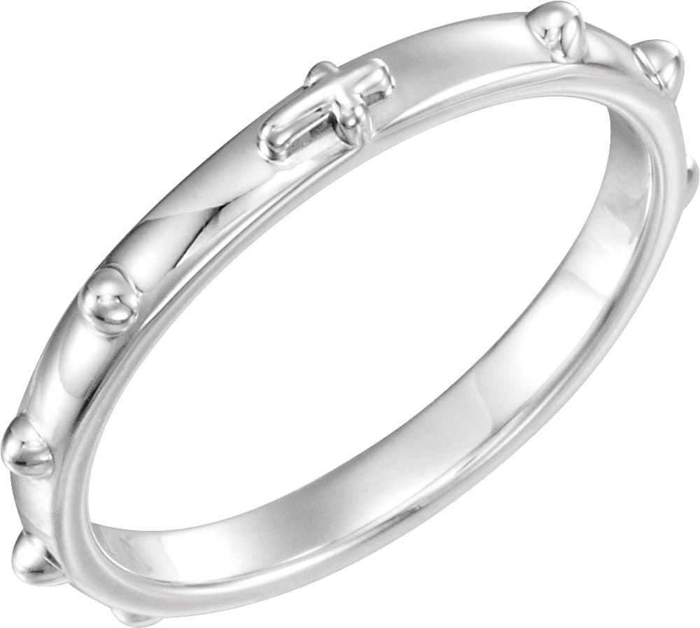 10K White 2.5 mm Rosary Ring Size 4