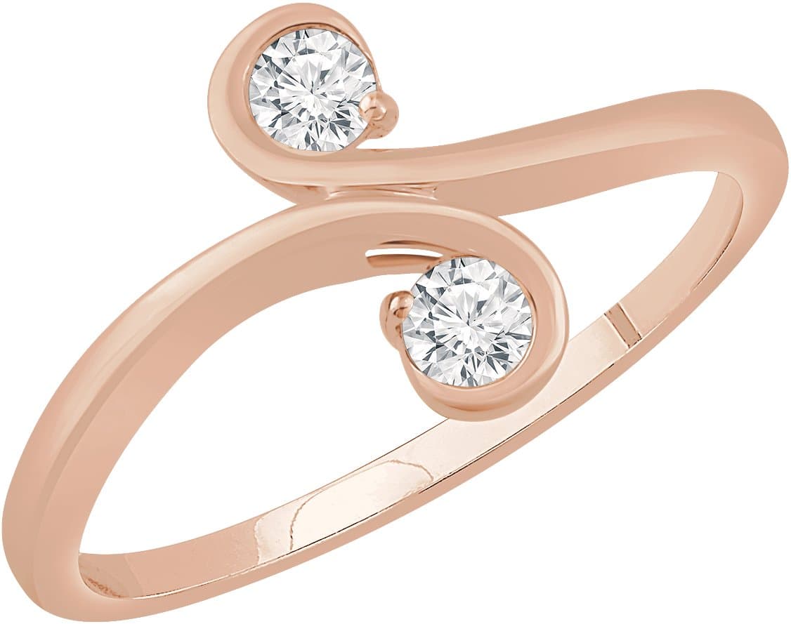 14K Rose 1/5 CTW Natural Diamond Two-Stone Ring