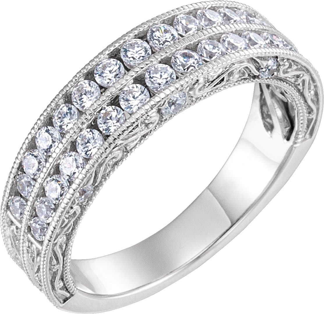 14K Rose 3/4 CTW Natural Diamond Anniversary Band
