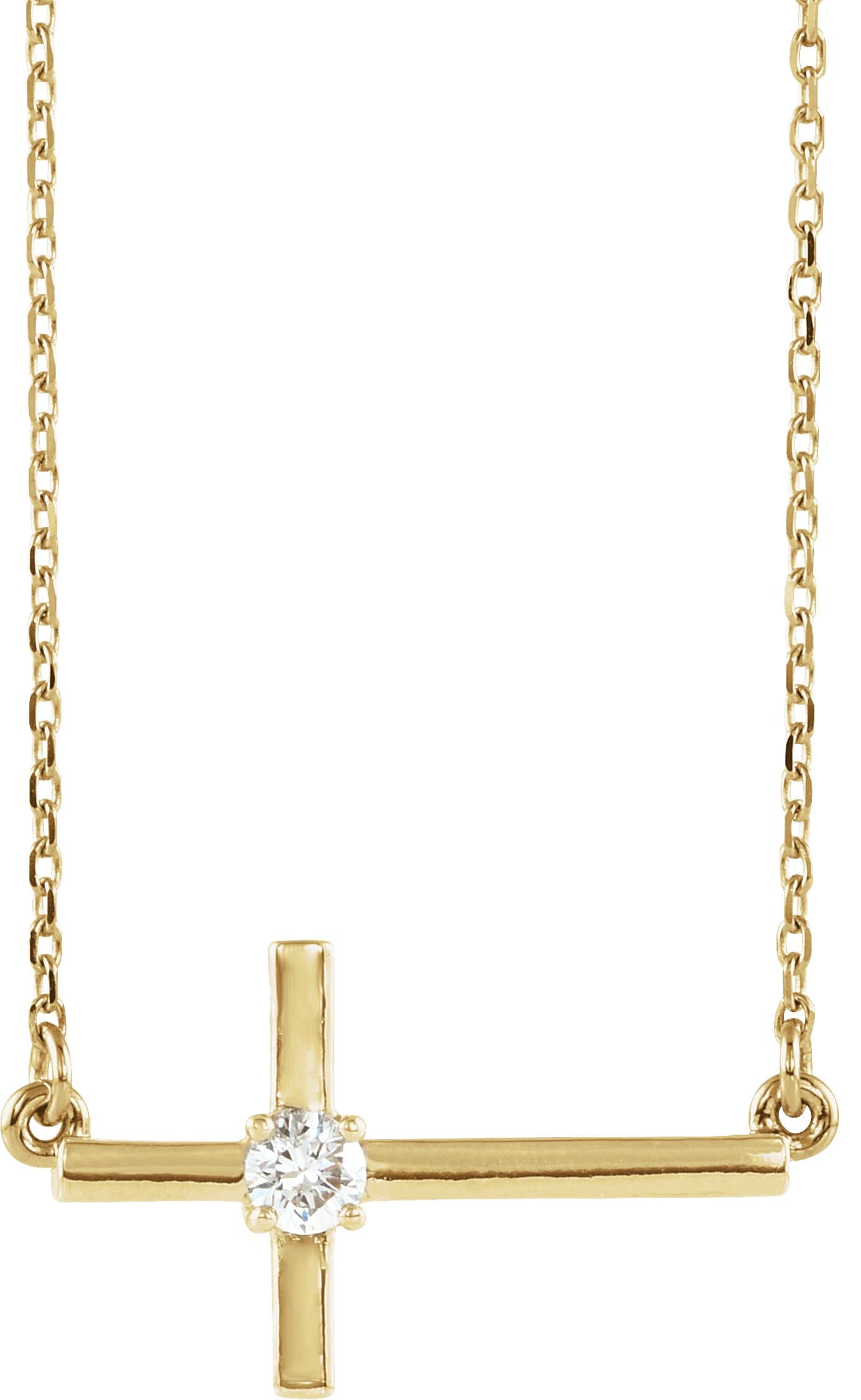 14K Rose .06 CTW Natural Diamond Sideways Cross 16-18 Necklace