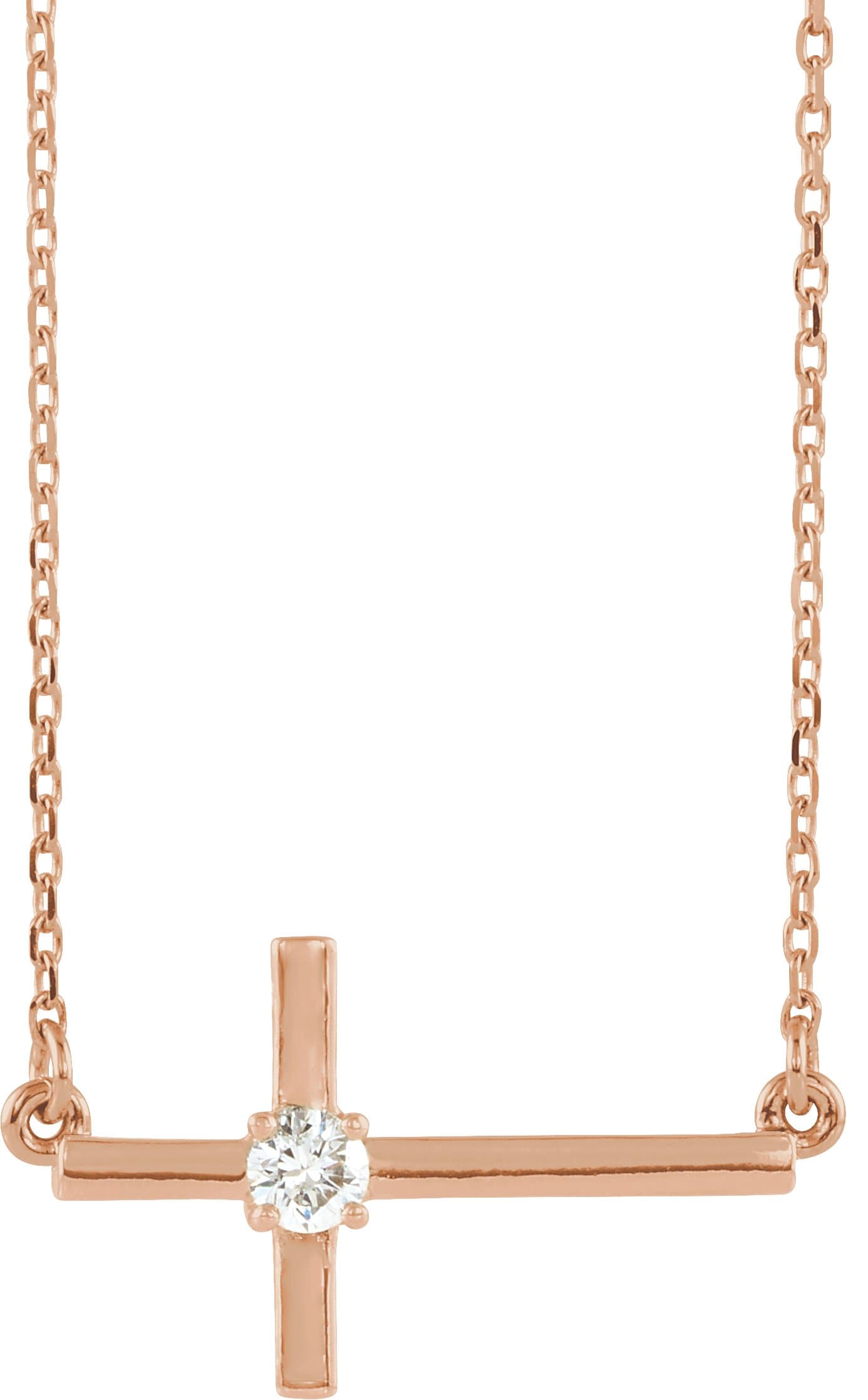 14K White Gold 1/10 CTW Natural Diamond Sideways Cross 16-18" Necklace