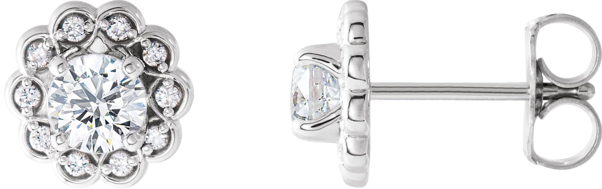 14K Rose 5/8 CTW Natural Diamond Halo-Style Earrings