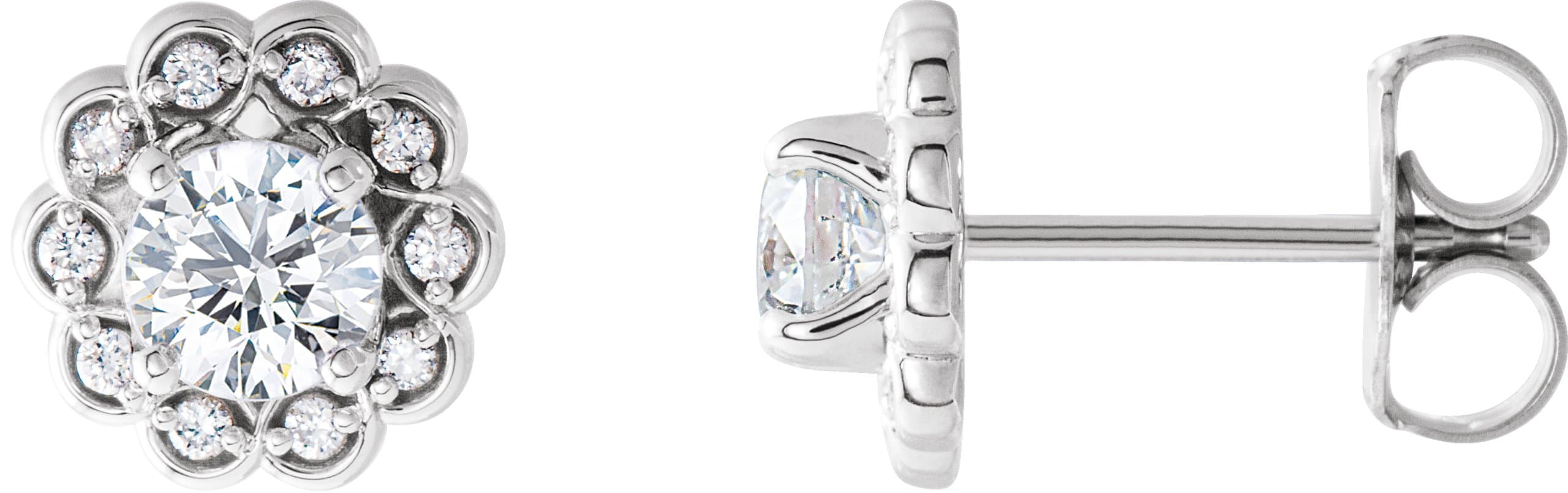 14K Rose 5/8 CTW Natural Diamond Halo-Style Earrings