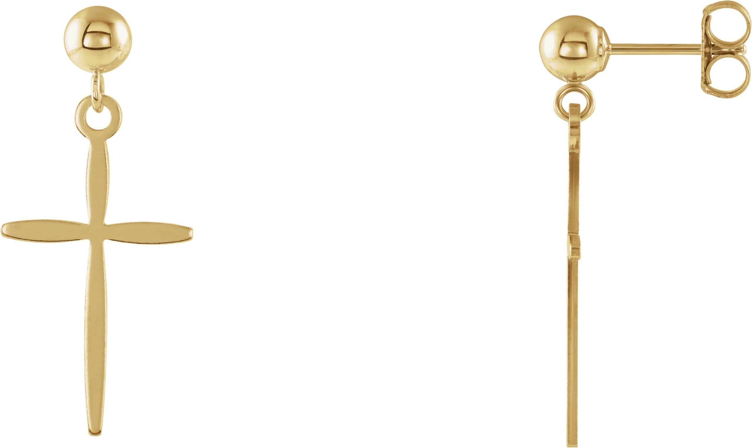 14K Yellow Cross Single Earring
