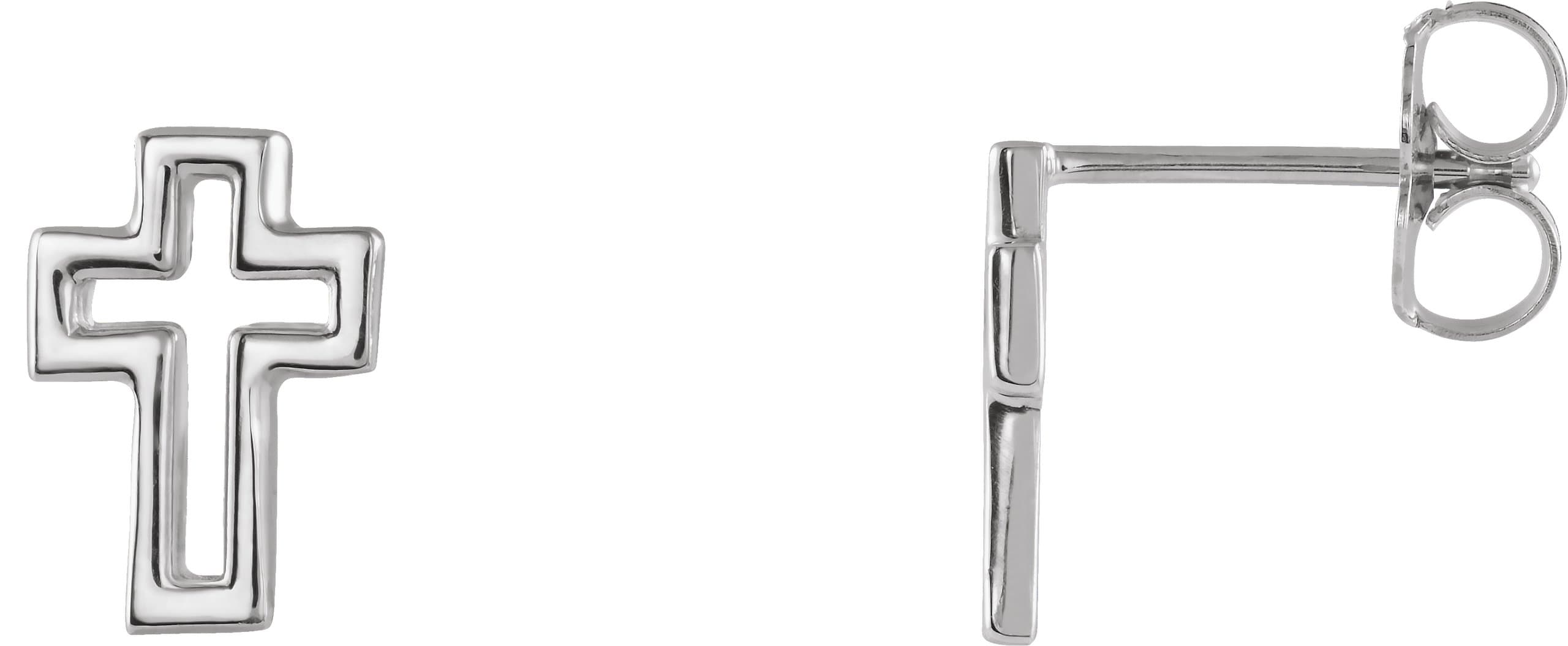 14K Rose Open Cross Earring