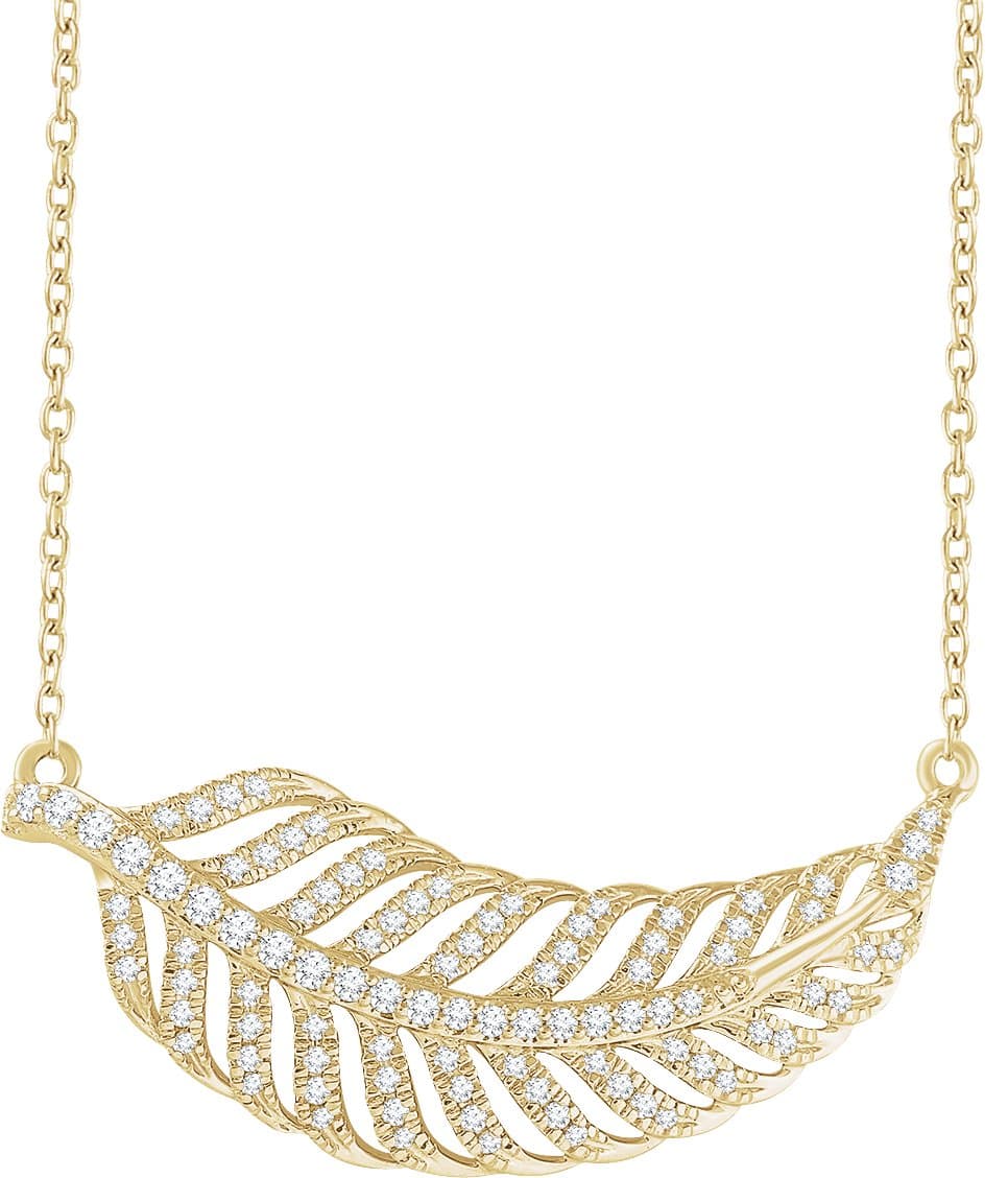 14K White 3/8 CTW Natural Diamond Leaf 16-18 Necklace