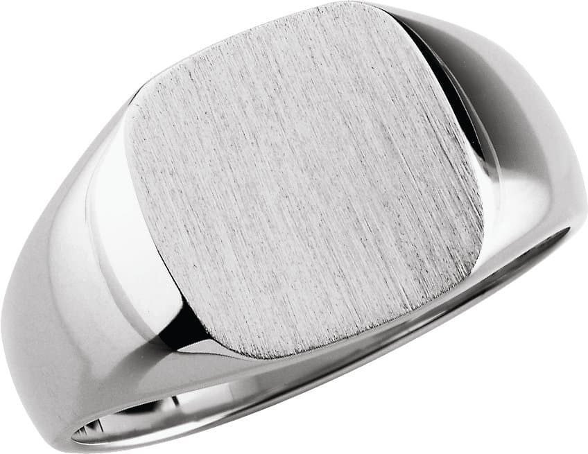 10K White 10 mm Signet Ring