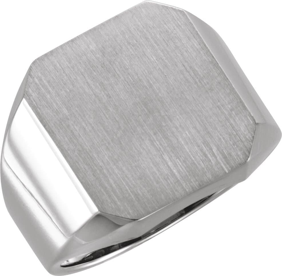 10K White Octagon Signet Ring