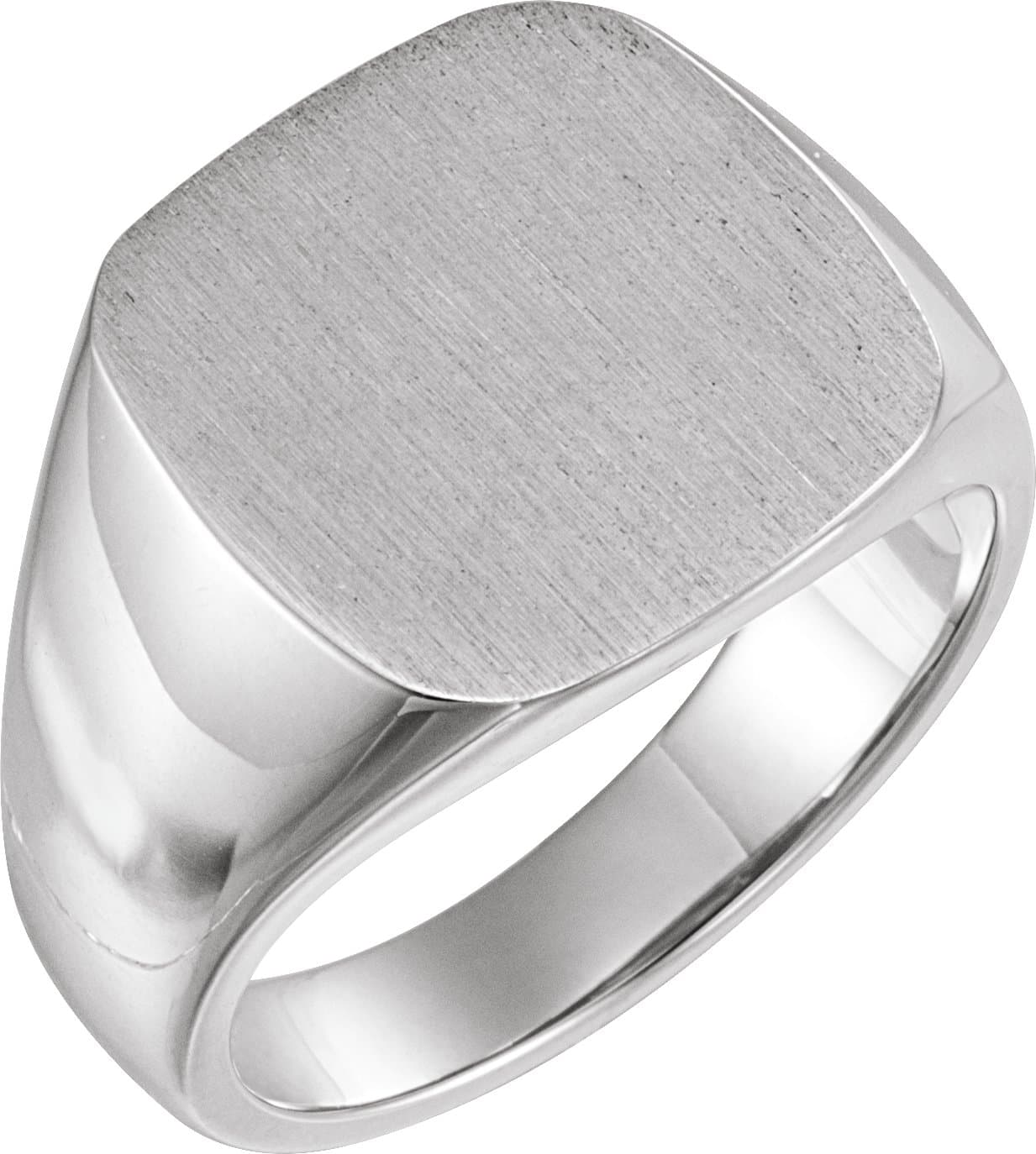 10K White Square Signet Ring