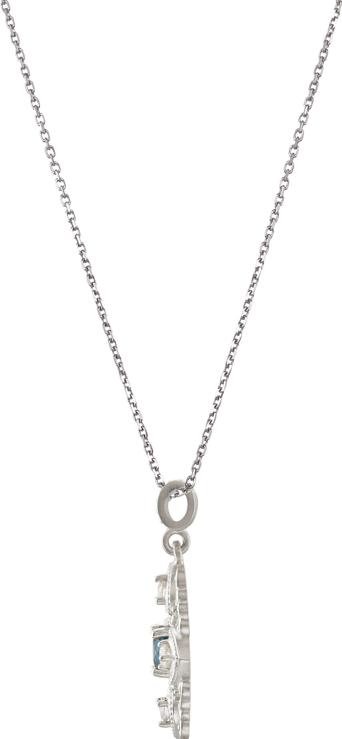 Sterling Silver Natural London Blue Topaz & 1/4 CTW Natural Diamond 18 Necklace