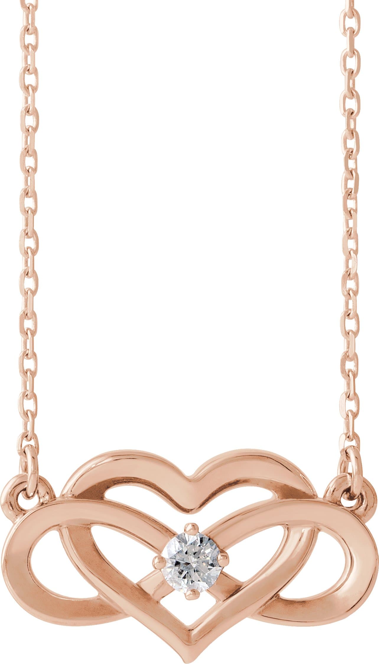 14K Rose 1/10 CTW Natural Diamond Infinity-Inspired Heart 16-18 Necklace