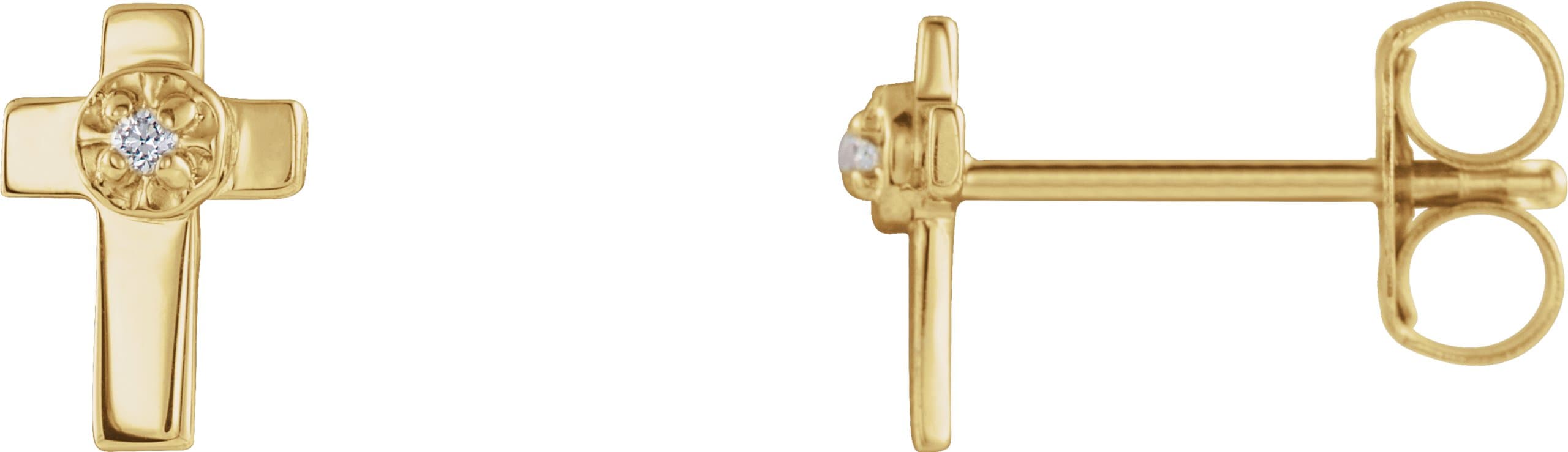 14K White 7x5 mm .01 CTW Natural Diamond Cross Earrings