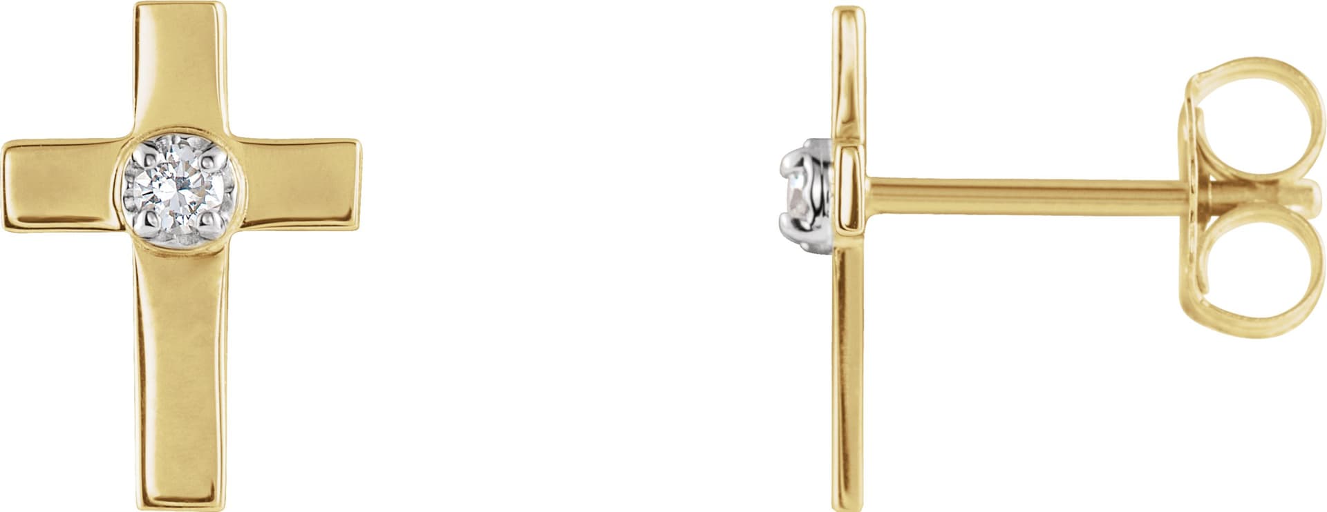 14K White 7x5 mm .01 CTW Natural Diamond Cross Earrings