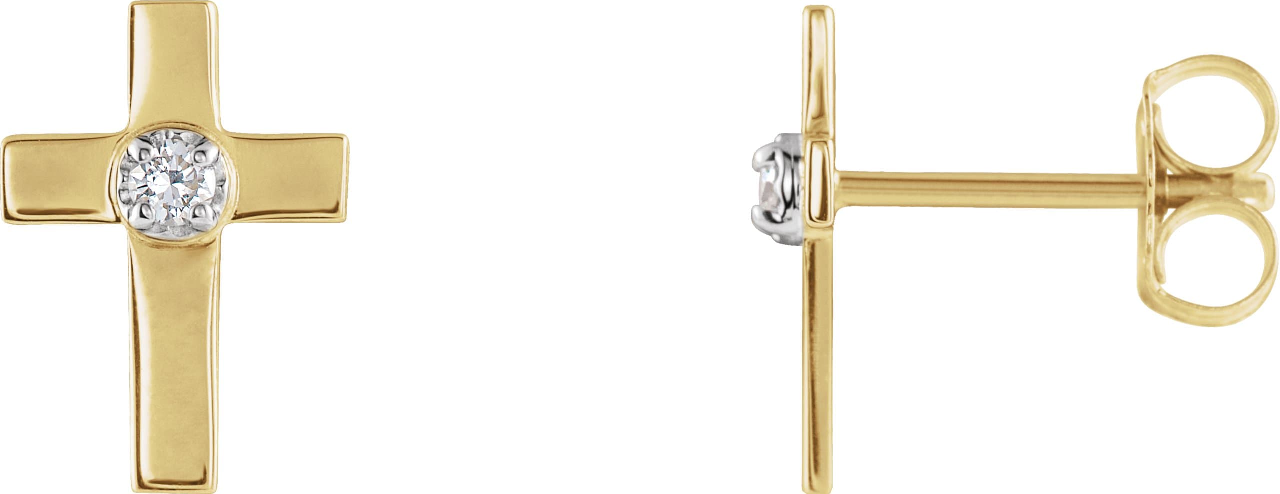 14K White 7x5 mm .01 CTW Natural Diamond Cross Earrings