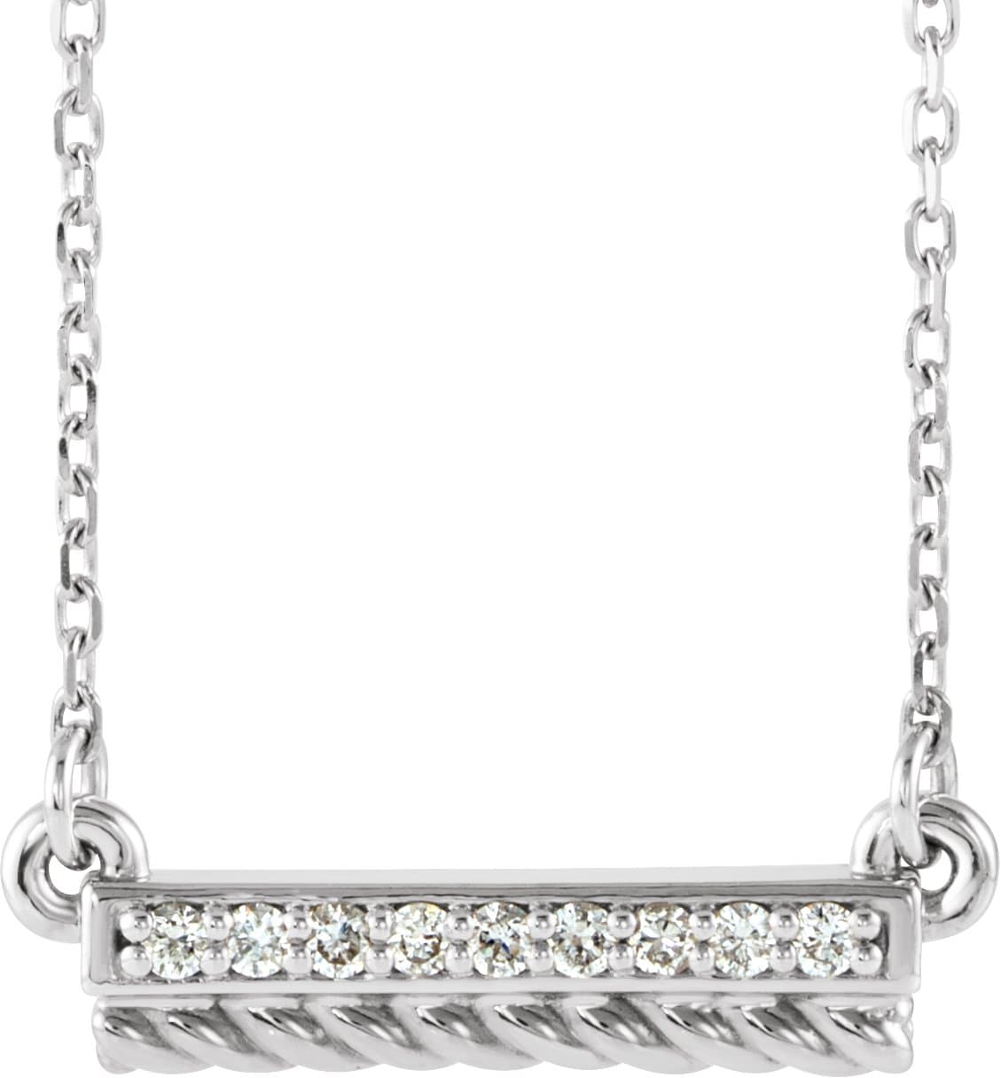 14K White/Yellow .08 CTW Natural Diamond Rope Bar 16-18 Necklace