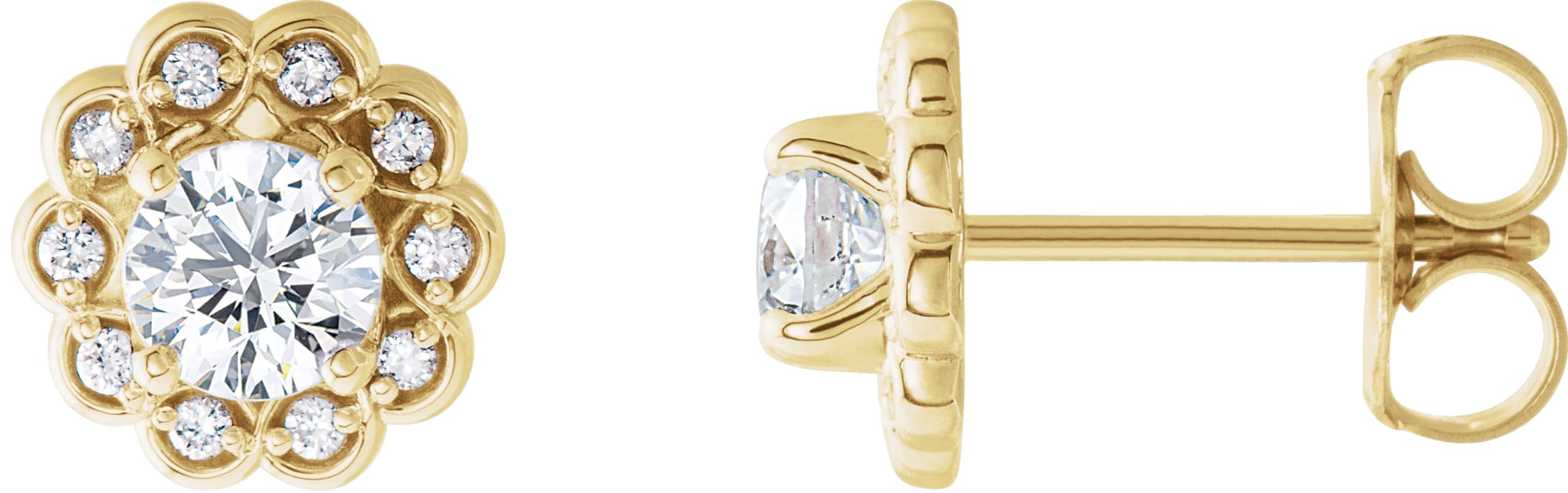 14K Rose 5/8 CTW Natural Diamond Halo-Style Earrings