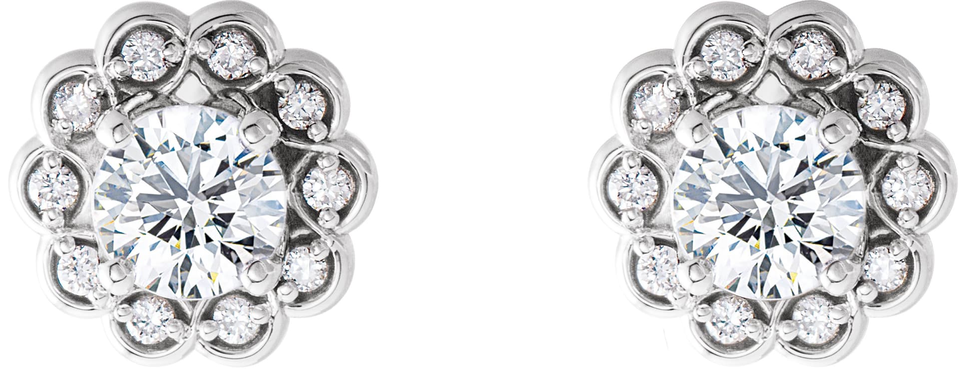 Round 4-Prong Halo-Style Earrings view 2