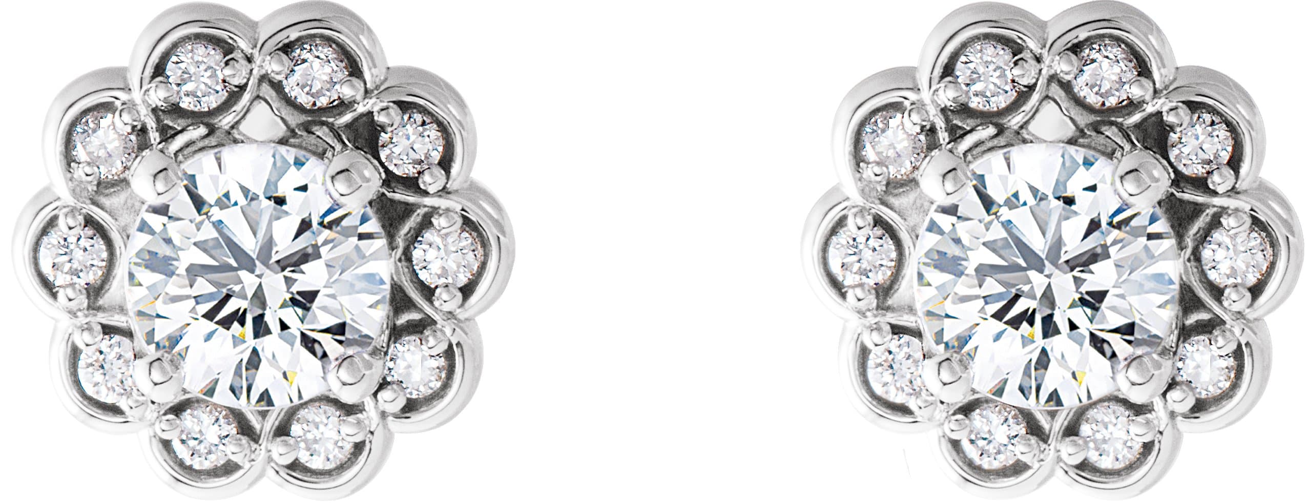 Round 4-Prong Halo-Style Earrings view 2