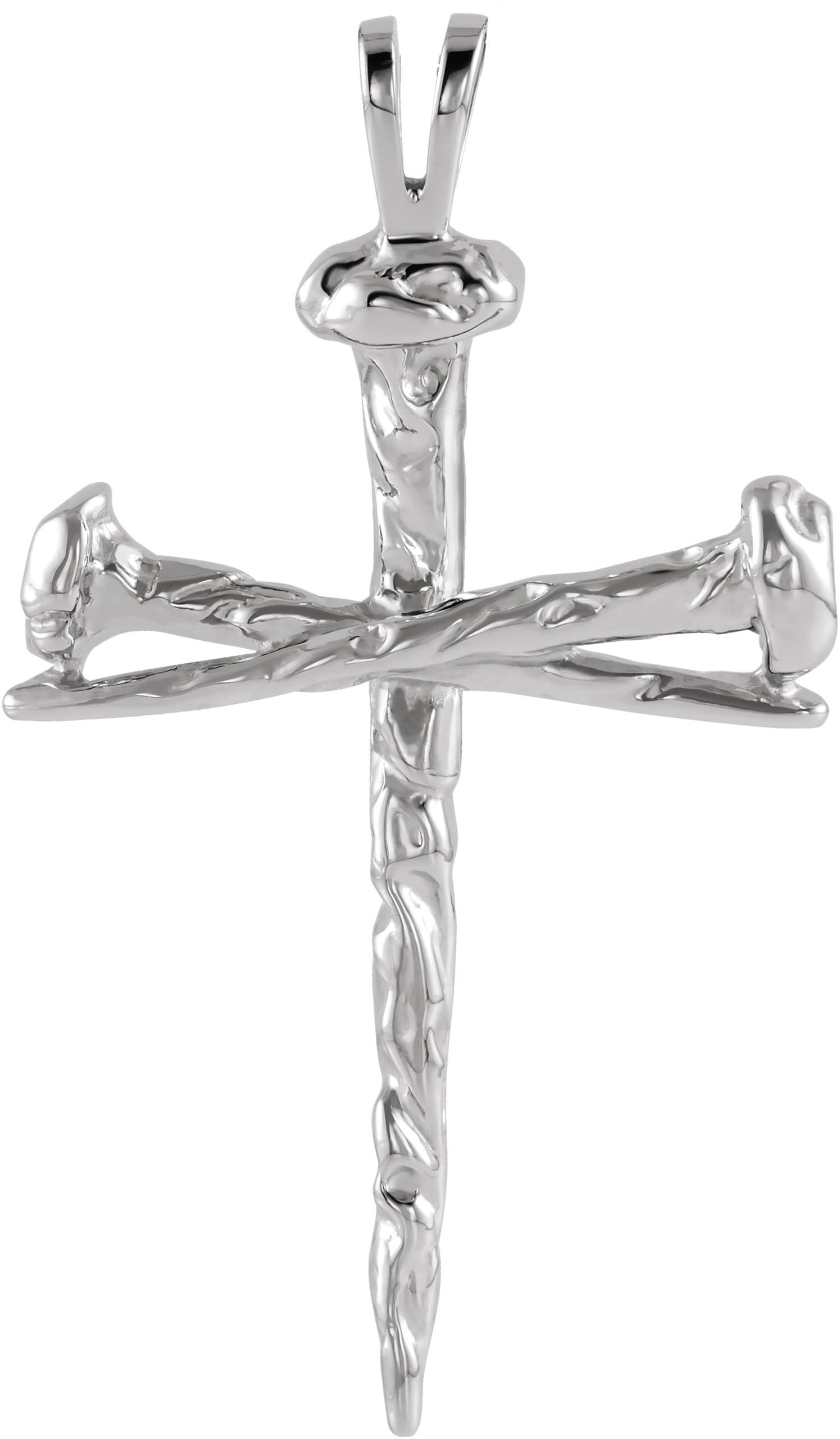 14K Yellow Nail Design Cross Pendant