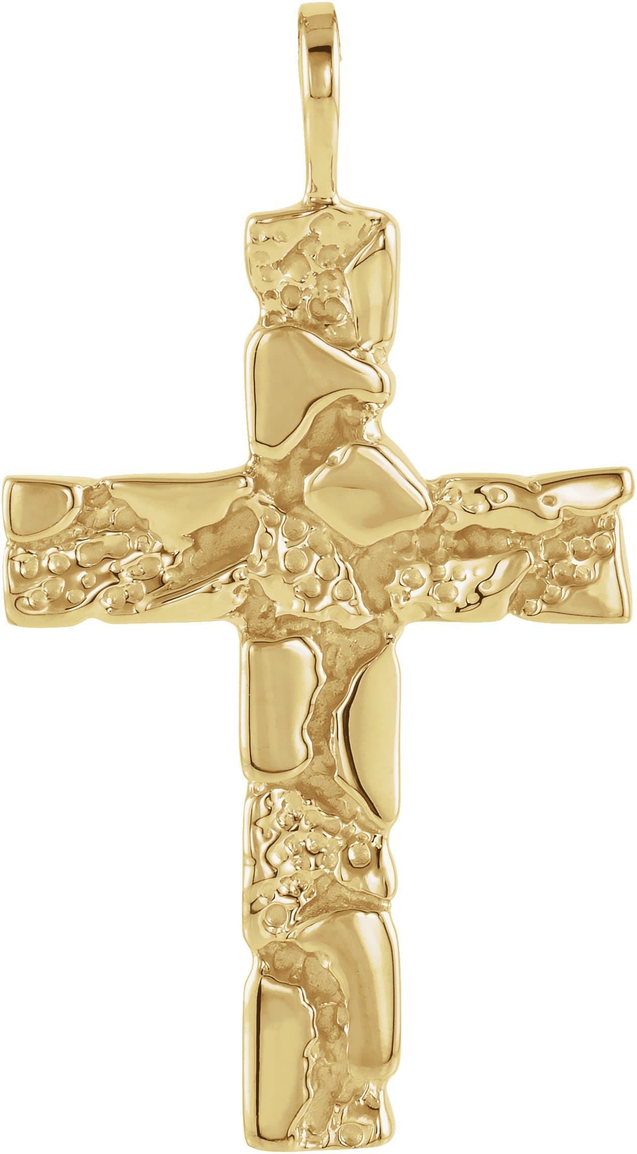 14K Yellow Nugget Cross Pendant