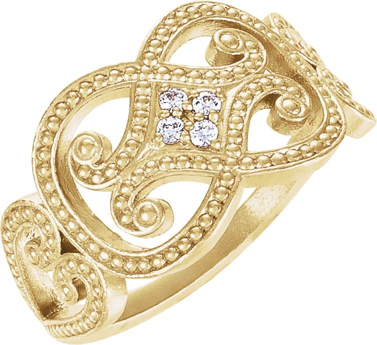 14K Yellow .05 CTW Natural Diamond Granulated Ring