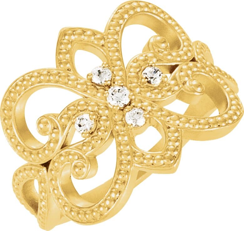 14K Yellow 1/8 CTW Natural Diamond Granulated Ring